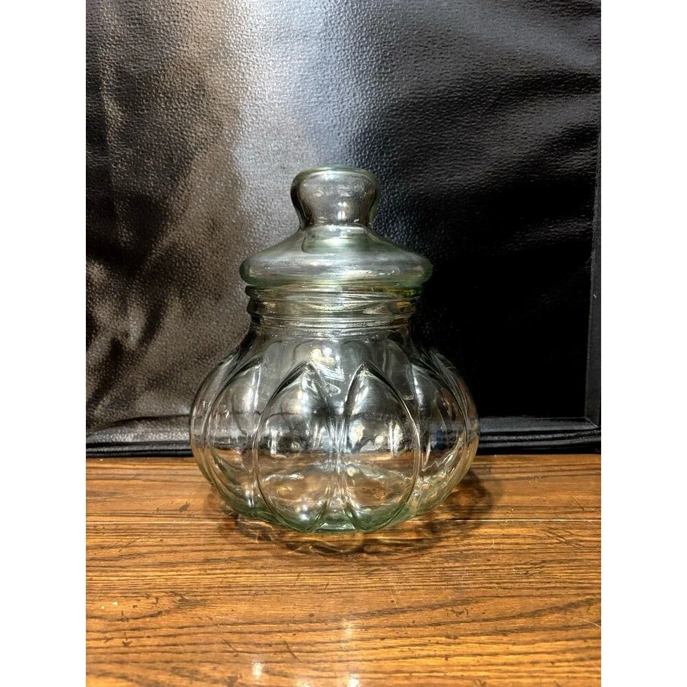 Vintage Glass Pumpkin Apothecary Jar 10
